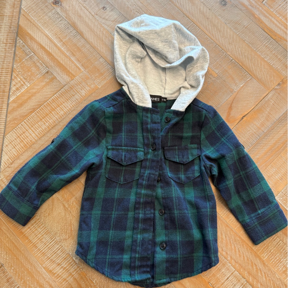 Lenox James hooded flannel green blue